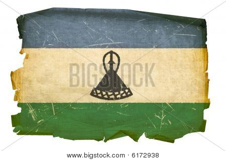 Lesotho Flagge alte, isoliert auf weißem Hintergrund