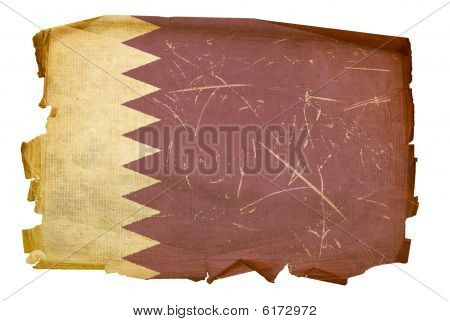 Qatars flagga gamla, isolerad på vit bakgrund