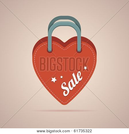 Heart Paper Bag With Sale Label.