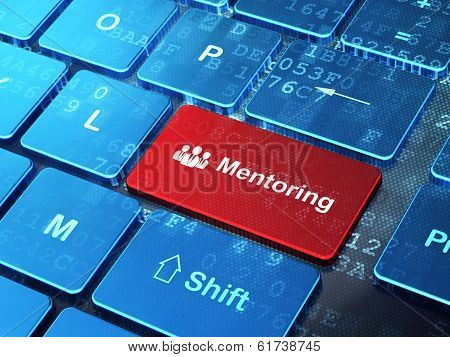 Education concept: Business People and Mentoring on computer keyboard background