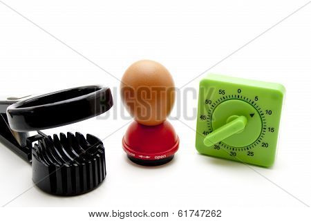 Chickens egg with egg timer
