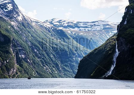 Waterfall of Geiranger fjord