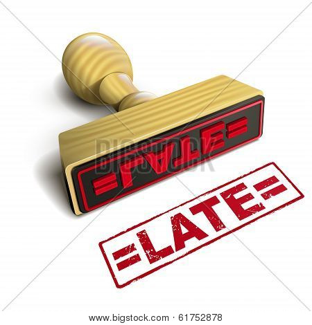 Stamp Late With Red Text On White