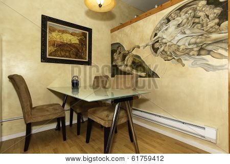 Dining Corner With Painted Wall