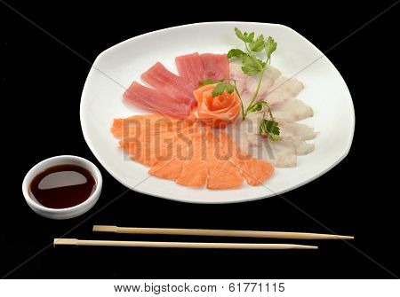 Salmon and tuna sushi salad.Japanese food.