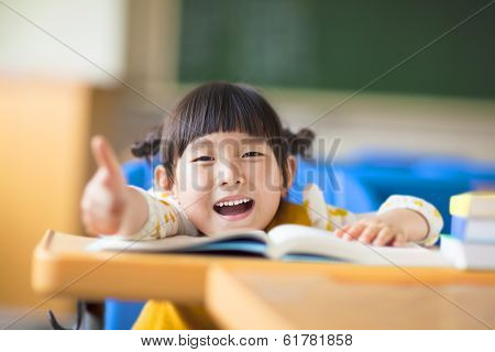 Happy Kid Thumb Up With Book