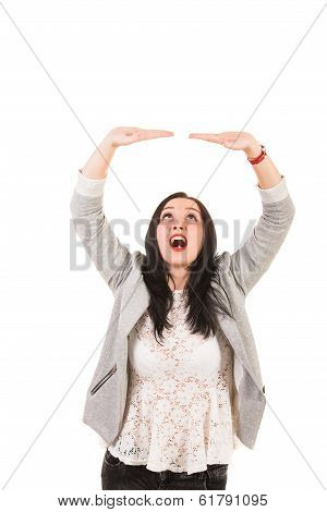 Woman Holding Something Over Head