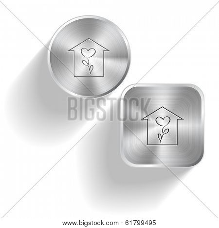 Flower shop. Vector set steel buttons