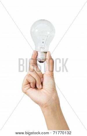 Right Hand Of Woman Holding Bulb