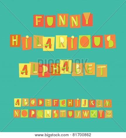Hand Drawn Trendy Alphabet On Green Background