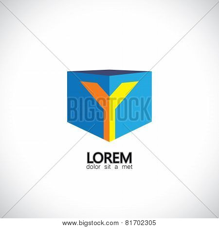 Letter Y As Cube Icon Design Template Elements - Vector Graphic Illustration