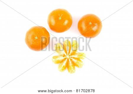 Tangerine Or Mandarin Fruit Isolated On White Background Cutout