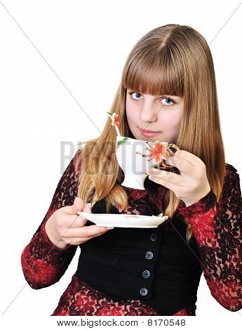 Chá de Grinking de menina