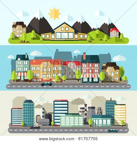 Landscape City Banner Flat