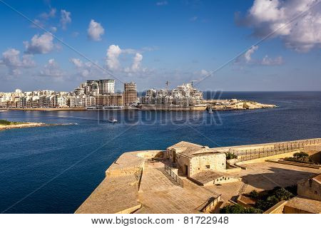 View On Tigne Point And Sliema District From Valletta, Malta