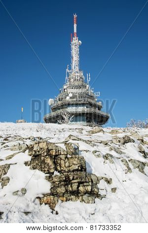 Telecommunication Tower On The Zobor Hill Near Nitra City In Winter