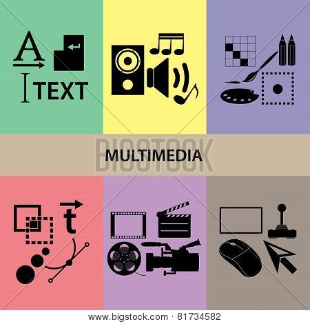 Various Multimedia Icons And Symbols Set Eps10