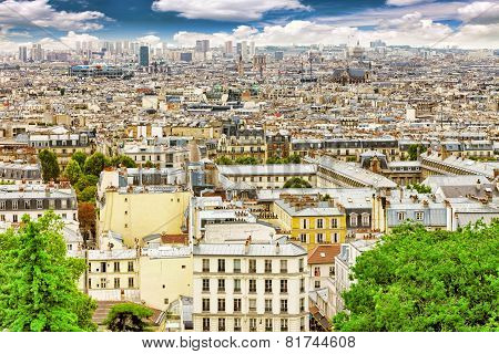 View Of Paris From The Hill Of Montmartre.paris.