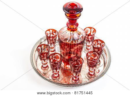 Czech Bohemian Cordial Glasses Set