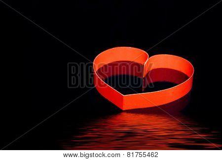 St. Valentine Day. Single  Heart On Black.