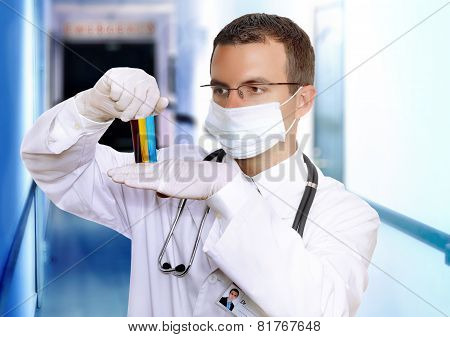 Doctor  Resarch A Medical Test Glass With Blood.