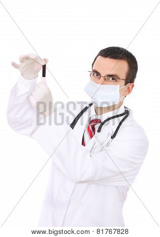 Doctor  Resarch A Medical Test Glass With Blood.