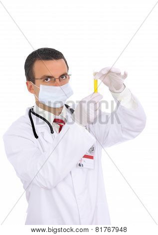 Doctor  Resarch A Medical Test Glass With Urine.