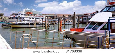 Marine Moorage , Sea Port In Venice.