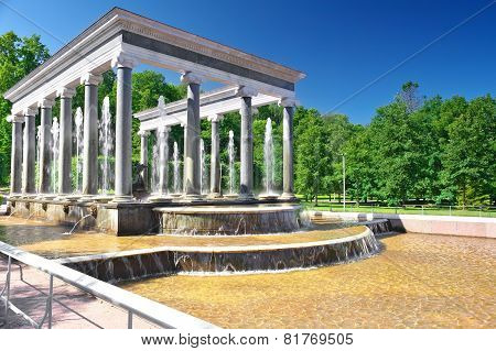Lion Cascade In Pertergof, Saint-petersburg.