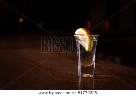 Tequila Shot With Lemon