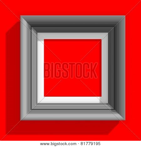 Empty Picture Frames Isolated on the Red Background. Vector Illustration