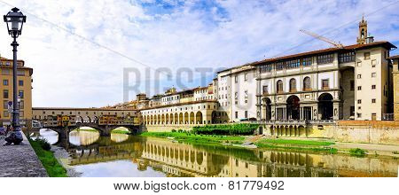 Arno River In Florence,tuscany, Italy. Panorama