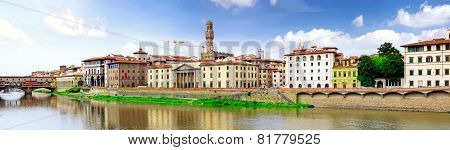 Arno River In Florence,tuscany, Italy. Panorama