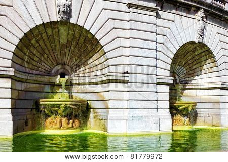 Fountain  Near Sacre Coeur Cathedral On Montmartre , Paris