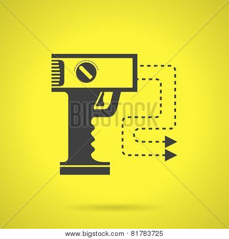 Black stun gun flat vector icon