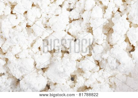 Fresh Cottage Cheese (curd) Heap, Isolated On White Background .