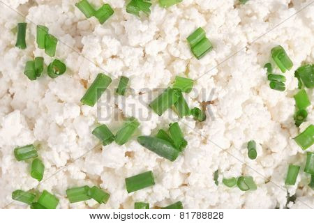 Fresh Cottage Cheese (curd) Heap With Onion, Isolated On White Background .