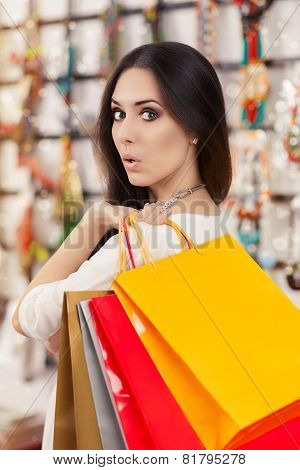 Surprised Beautiful Woman Shopping