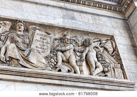 Moldings On The Arc De Triomphe. Paris. France.