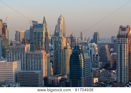 Beautiful Office Building Landmark And Modern Sky Scrapper In Heart Of Bangkok Thailand