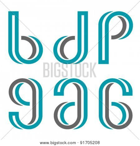 vector decorative letters b d p g a numbers 6 9