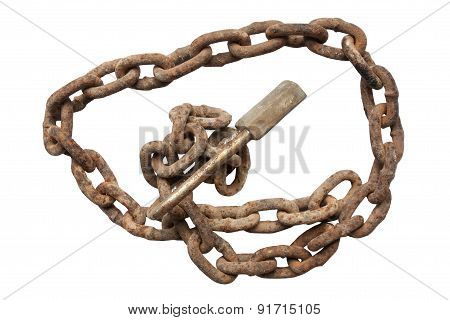 Grungy Old Padlock And Circle Chain