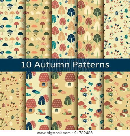 set of ten autumn patterns