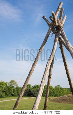Tepee frame bound with rope