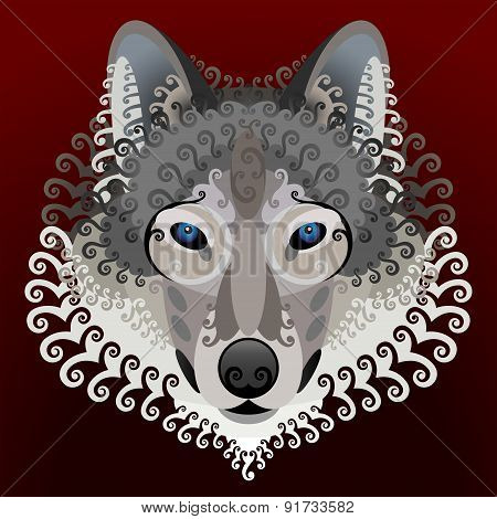 Wolf's Face With Swirls