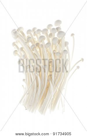 Enoki mushrooms bunch isolated on white background