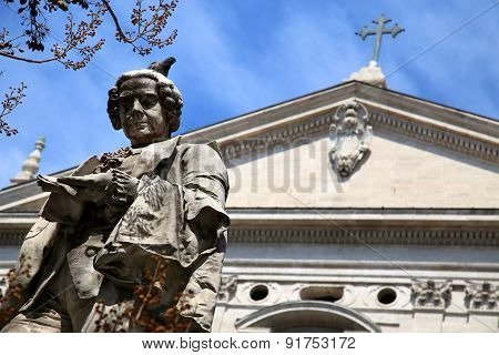Statue Pietro Metastasio In Rome, Italy