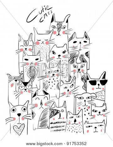 cats illustration sketch