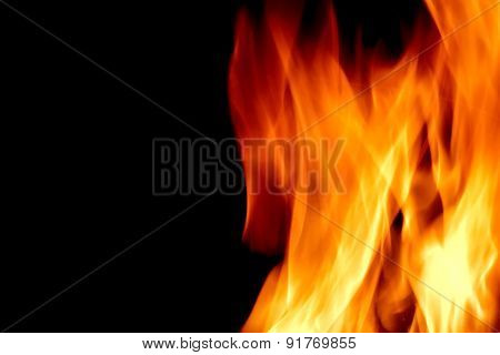 Flames Of Fire On The Black Background