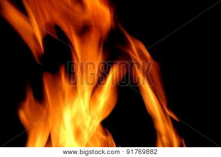 Flames Of Fire On The Black Background